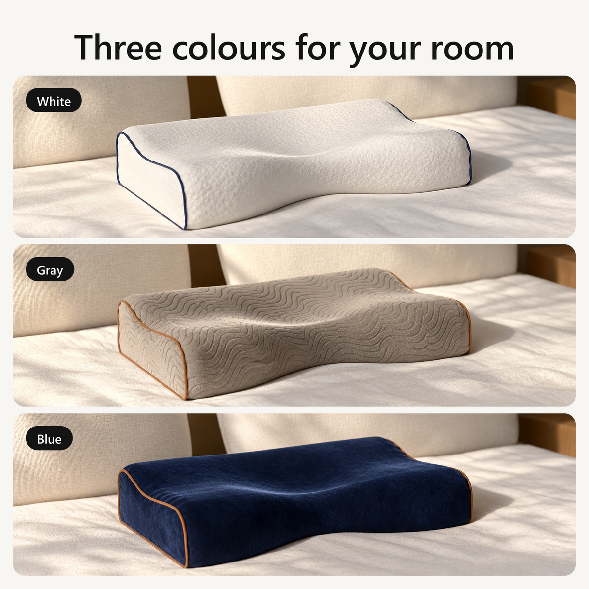 Three colours for your room: White, Gray and Blue