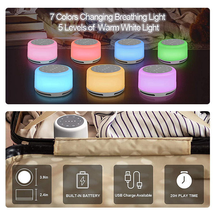 Six AVXT Exhale lamps showing the seven night light colours and the warm white setting