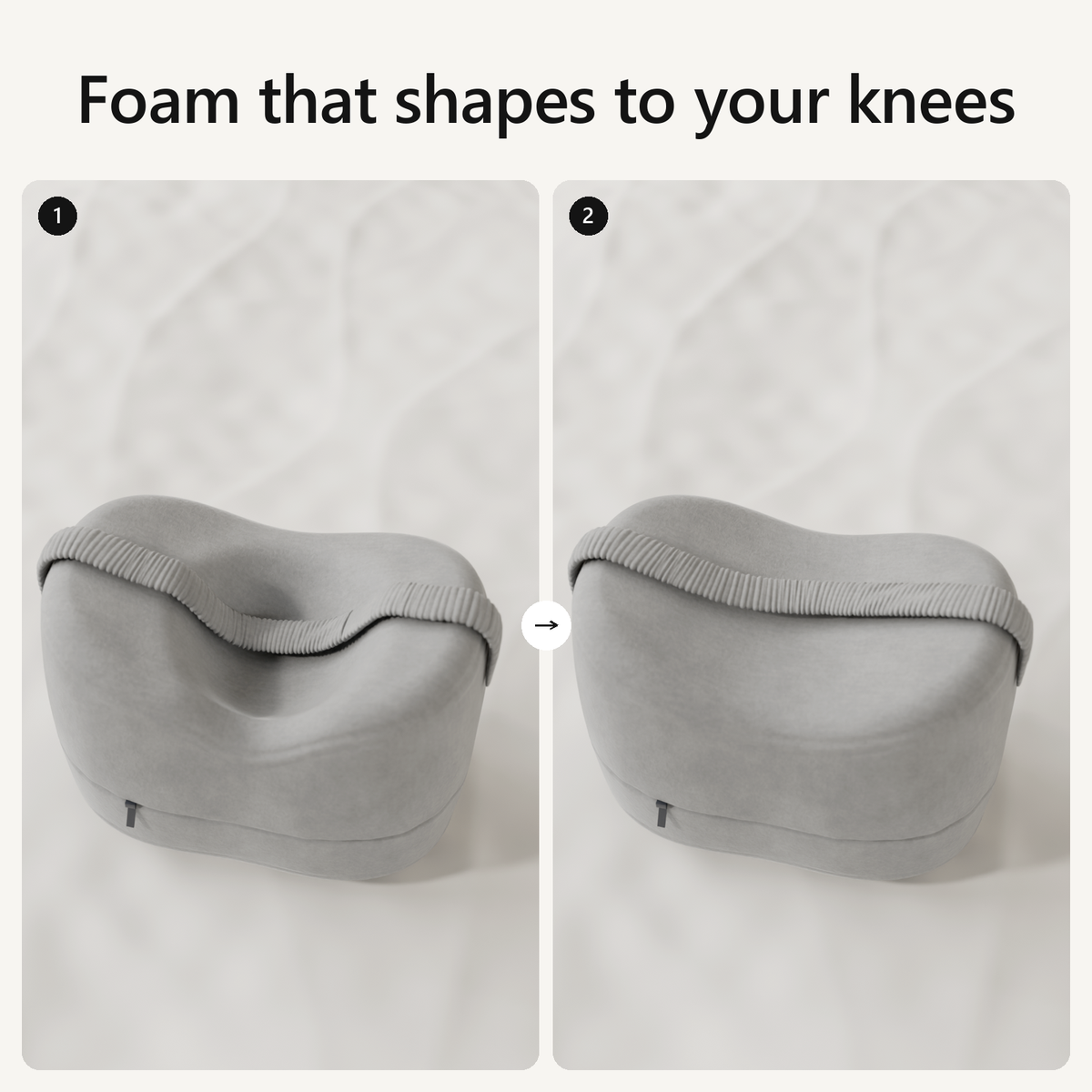 Foam that shapes to your knees. The top of the pillow before and after a knee presses in
