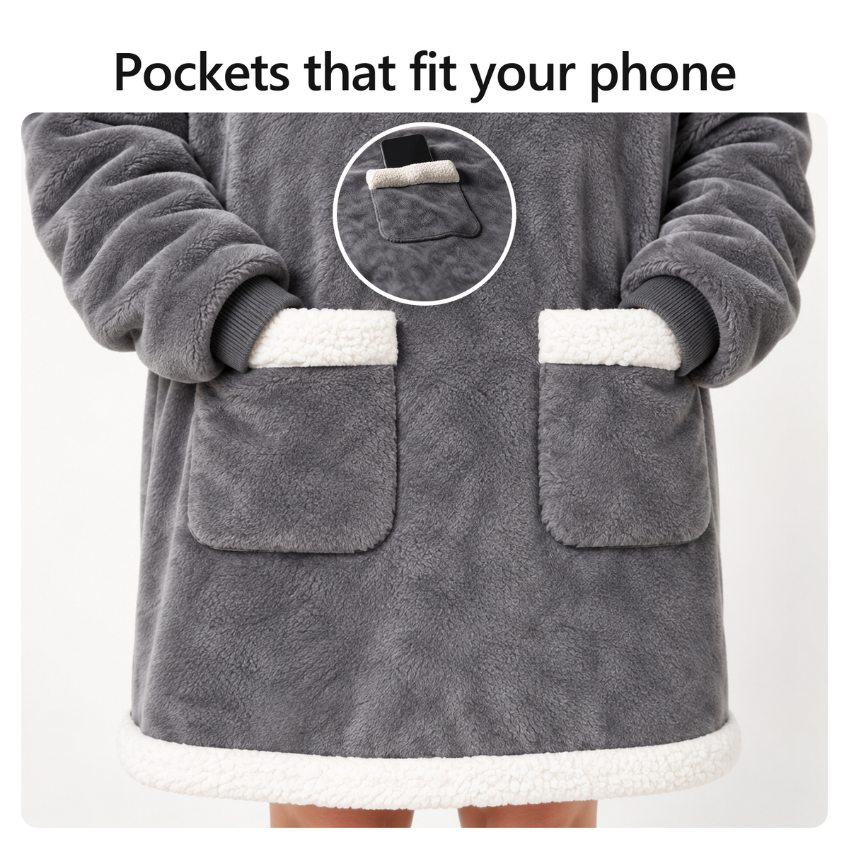 Pockets that fit your phone. The two front pockets, a phone in one